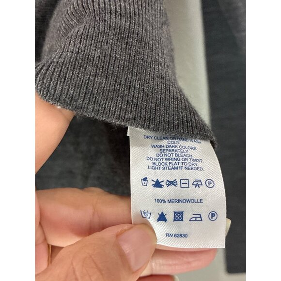 Lands' End gray v-neck sweater Womens Merino Wool size large Academia simple - Picture 6 of 7